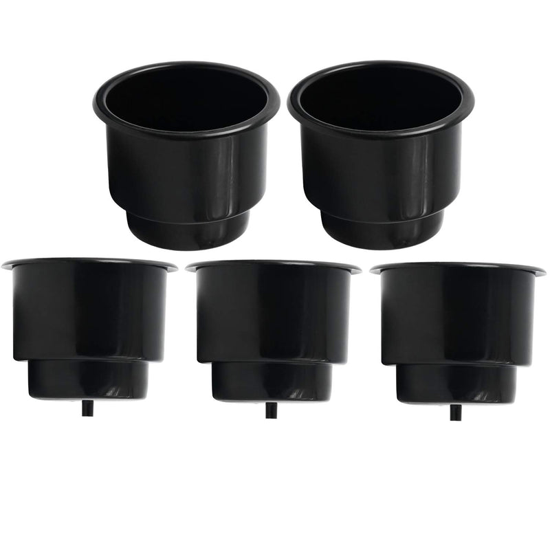  [AUSTRALIA] - NovelBee Recessed Plastic Cup Drink Holder with Drain for Boat Truck Car Camper RV (Black, 5pcs)