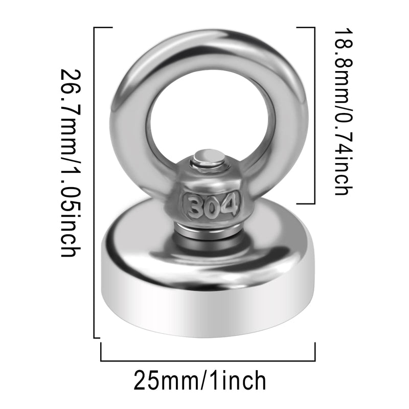  [AUSTRALIA] - Magnetic Hooks 60 lbs(27 KG) Pulling Force Rare Earth Magnetic Hooks with Countersunk Hole Eyebolt for Home, Kitchen, Workplace, Office and Garage, 10 Packs 60lbs Magnetic Hooks-10P