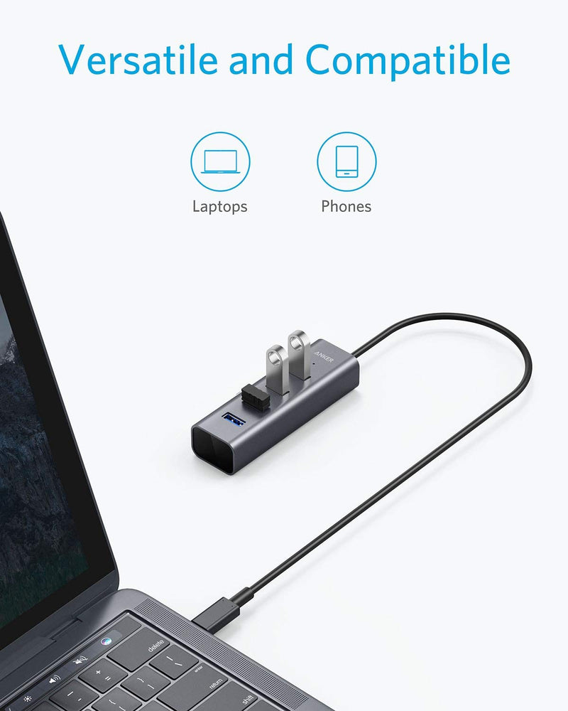  [AUSTRALIA] - Anker USB C Hub, Aluminum USB C Adapter with 4 USB 3.0 Ports, for MacBook Pro 2018/2017, ChromeBook, XPS, Galaxy S9/S8, and More