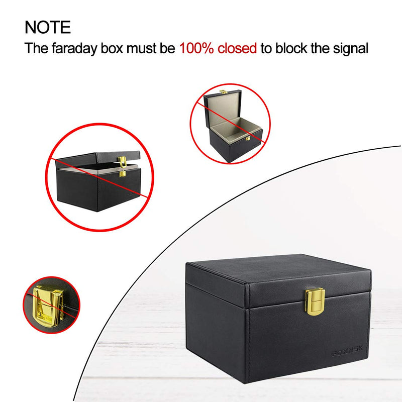  [AUSTRALIA] - FOXNSK Faraday Box for Car Keys, Leather Signal Blocker Box for Car Keys Fob Phones Cards Keyless Entry RFID Signal Blocker & Anti-Theft Faraday Box Cage (Single Lock) Single Lock