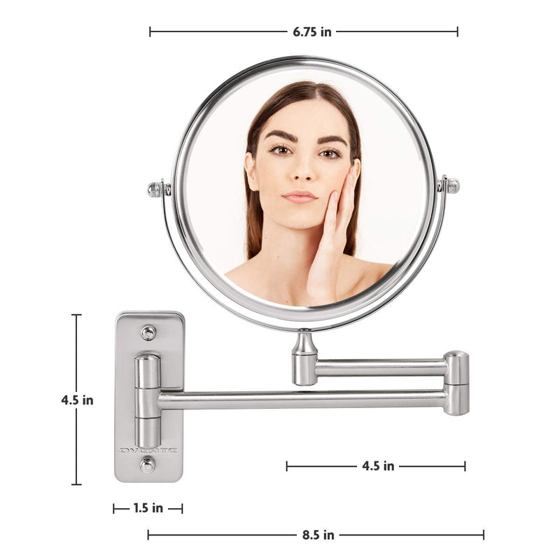  [AUSTRALIA] - Ovente Round Swivel Wall Mounted Makeup Vanity Mirror Compact Double Sided 7 Inch 1X 7X Magnification Decorative Adjustable Arm For Bathroom Bedroom Cosmetic Nickel Brushed MNLFW70BR1X7X