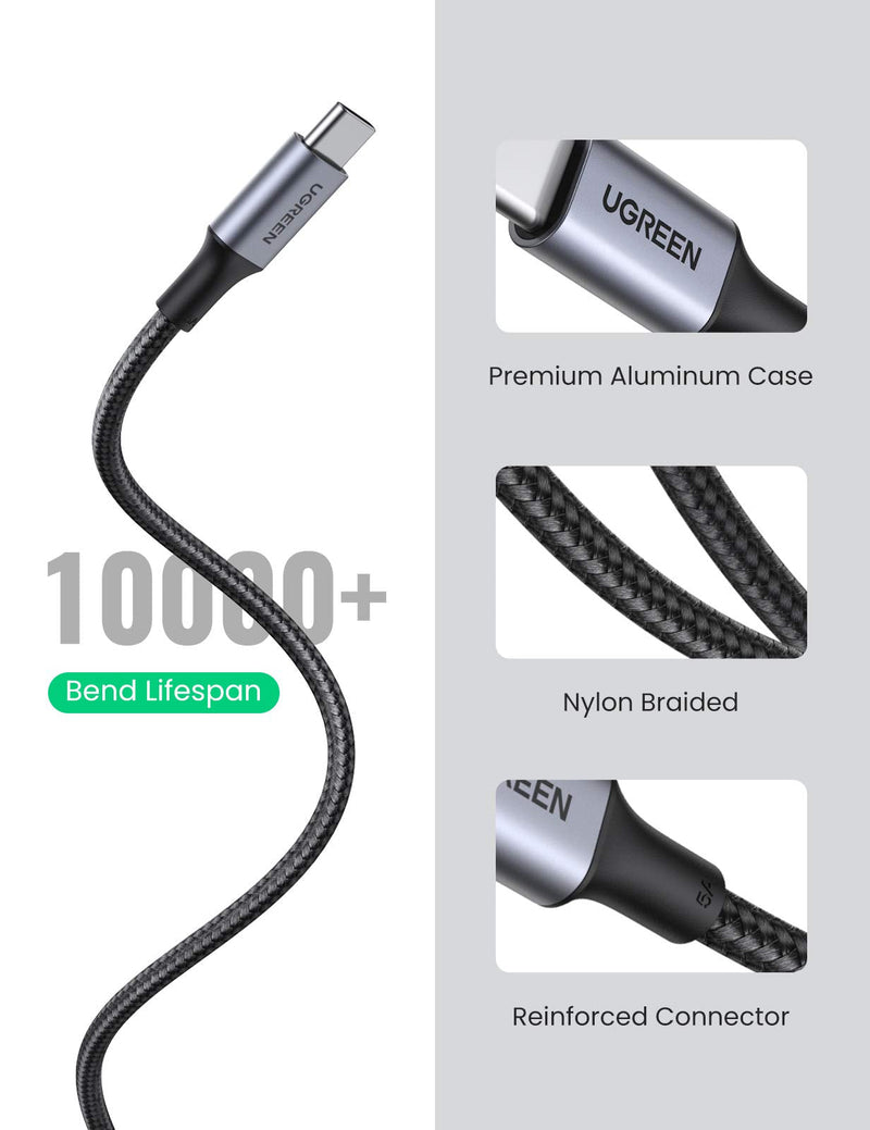  [AUSTRALIA] - UGREEN 100W USB C to USB C Cable Type C Fast Charging Cable Compatible with MacBook Pro 2022, iPad Pro 2022, iPad Air 5, Samsung Galaxy S23/S22 Ultra, Pixel, Switch, etc. 6.6FT Black
