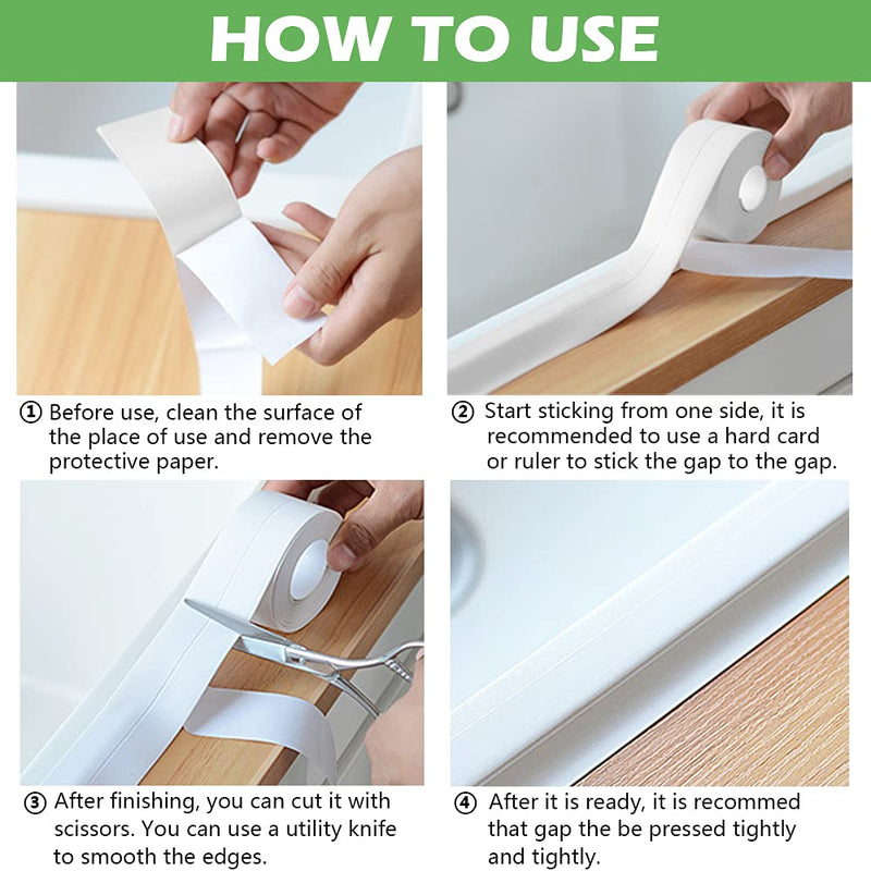  [AUSTRALIA] - 2 Pack Caulk Strip, 1.5" x 10.5Ft PVC Self Adhesive Caulk Tape, Sealing Waterproof Silicone Tape for Bathroom Bathtub Kitchen Toilet Wall Windows 2 Pack, Grey