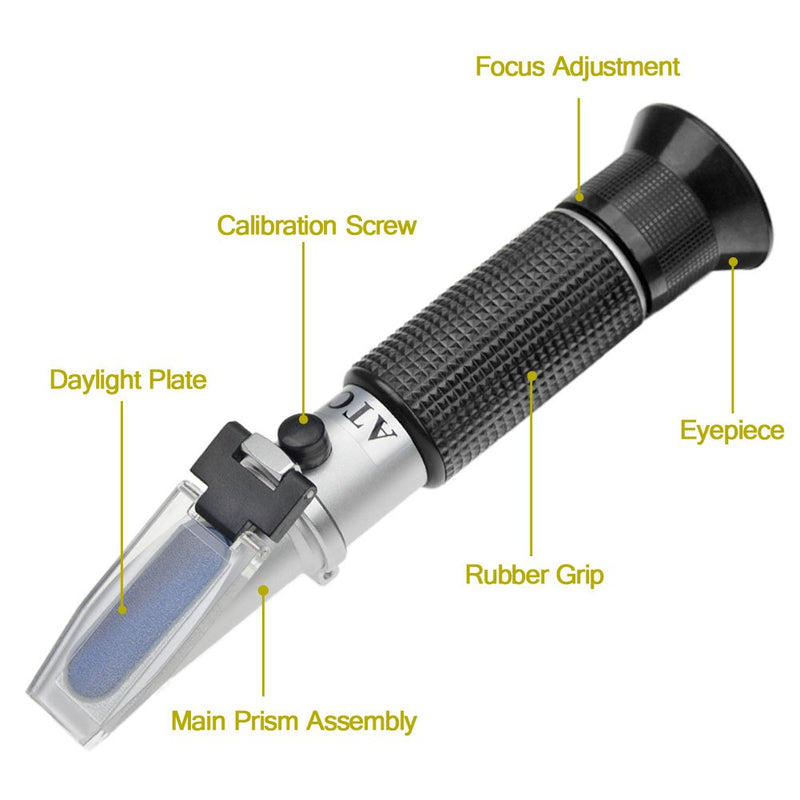 Brix Refractometer with ATC, Dual Scale - Specific Gravity & Brix, Hydrometer in Wine Making and Beer Brewing, Homebrew Kit - LeoForward Australia