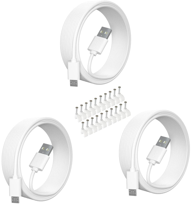  [AUSTRALIA] - SIOCEN 3 Pack 16.4FT Micro USB Power Extension Cable for Wyze Cam V3,WyzeCam Pan,Yi Camera,Oculus Go,Eufy,Echo Dot Kid Edition,Nest Cam,Netvue,Blink,Furbo Dog,Kasa,Home Security Camera Charging Cord