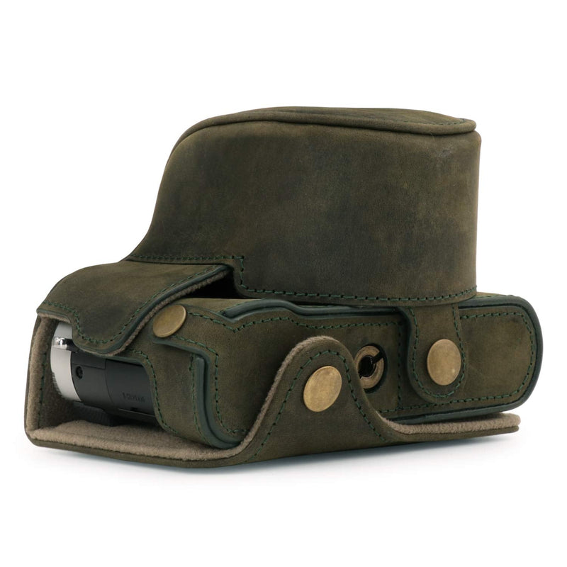  [AUSTRALIA] - MegaGear Ever Ready Genuine Leather Camera Case Compatible with Leica D-Lux 7 Khaki Green