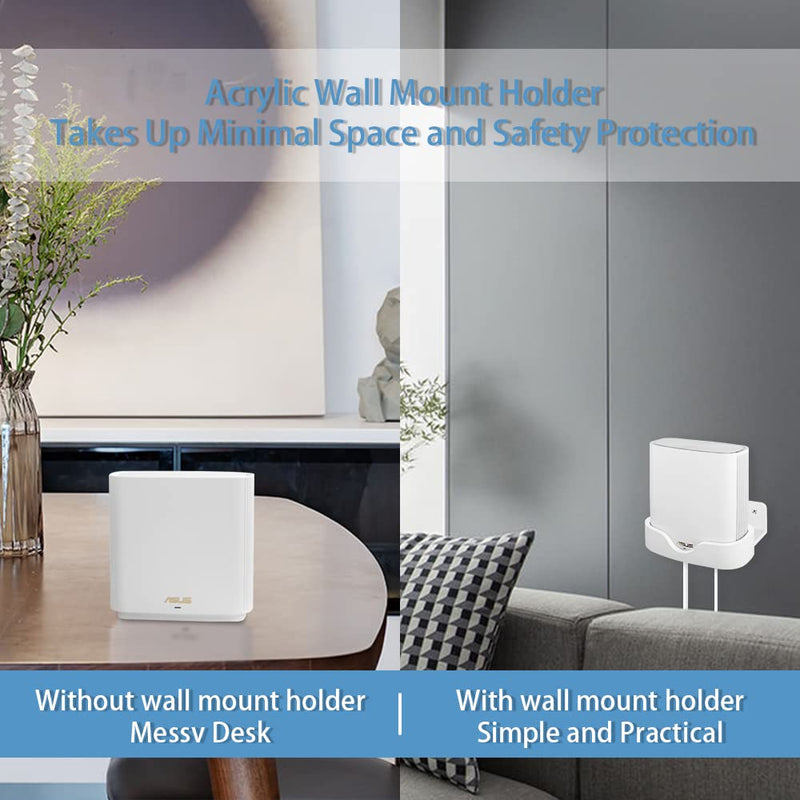  [AUSTRALIA] - Wall Mount Holder for ASUS ZenWiFi Whole-Home Dual-Band Mesh WiFi 6 System XD6 (AX5400), Simple and Sturdy Wall Mount Holder Stand Bracket by HOLACA (White 1pack) White 1pack