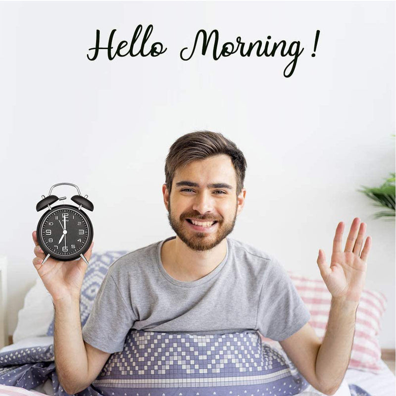  [AUSTRALIA] - ACIYHN 4 inches Twin Bell Alarm Clock for Heavy Sleepers,Loud Alarm Clock with Backlight for Bedroom,Battery Operated, Stereoscopic Dial（Black） Black