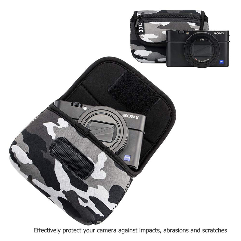  [AUSTRALIA] - JJC Neoprene Compact Digital Camera Case Travel Pouch for Sony ZV1 RX100VII RX100VI Ricoh GR IIIx for Fujifilm XF10 XP140 XP130 XP90 XQ2 for Olympus TG-6 TG-5 TG-4 TG-870 for Kodak FZ53 FZ43 Camouflage