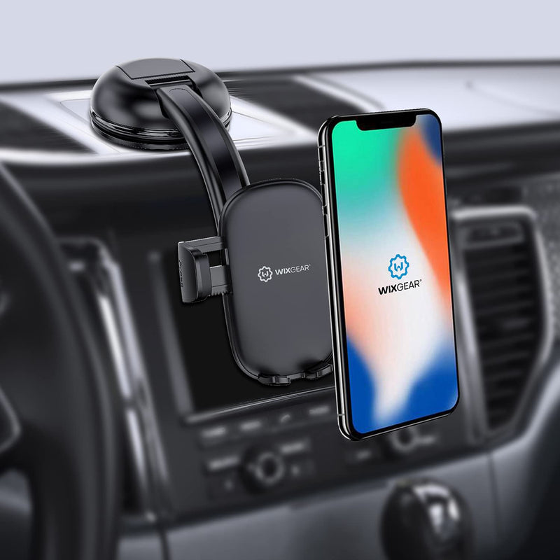  [AUSTRALIA] - WixGear Phone Holder for Car, Universal Dashboard Curved Phone Car Suction Cup Mount Holder for Cell Phone 360 Degree Rotation Compatible with All Phones