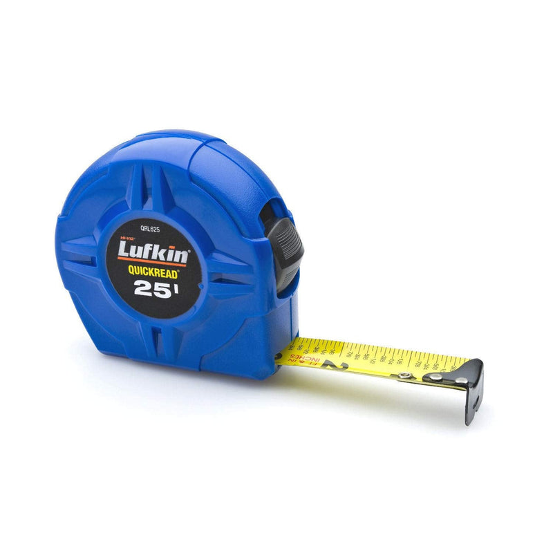  [AUSTRALIA] - Crescent Lufkin 1" x 25' Hi-Viz® Blue Quickread Yellow Clad Tape Measure - QRL625MP