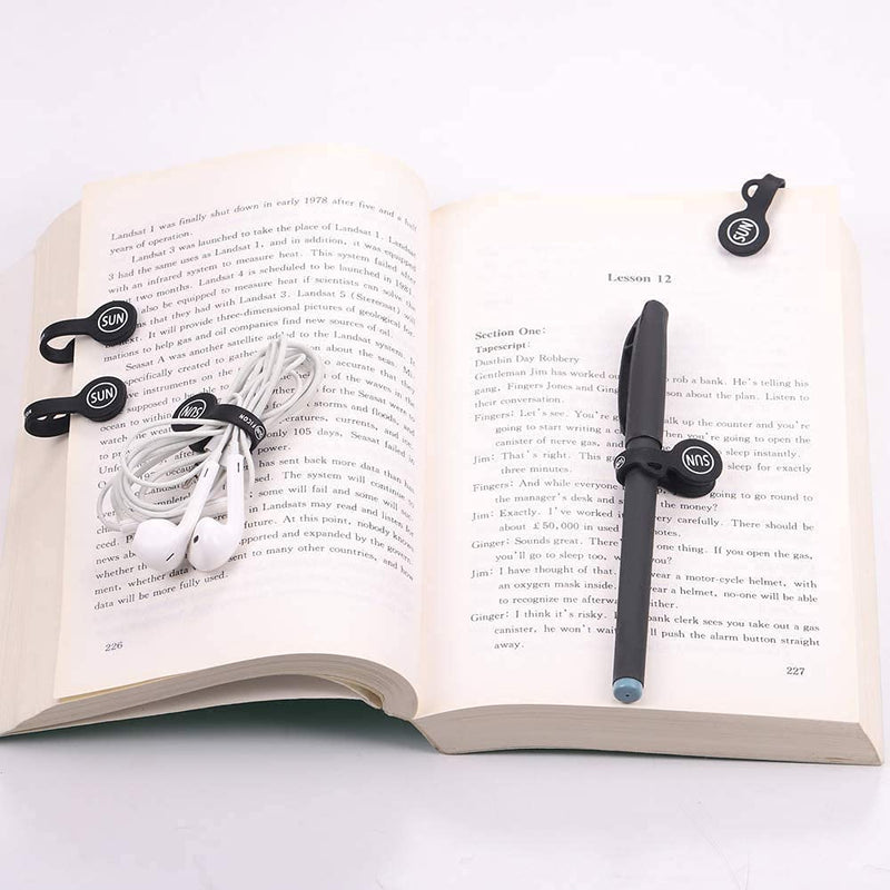  [AUSTRALIA] - SUNFICON Cable Organizers Magnetic Cable Clips Earbuds Cords Winder Bookmark Clips Whiteboard Noticeboard Fridge Magnets USB Cable Manager Ties Straps for Home,Office,School 5 Pack Gray White Black