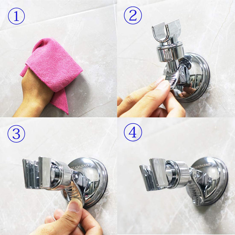  [AUSTRALIA] - Adjustable Shower Head holder, Bathroom Suction Cup Handheld Shower head Bracket, Removable Handheld Showerhead & Wall Mounted Suction Bracket (Sliver-1) Sliver-1