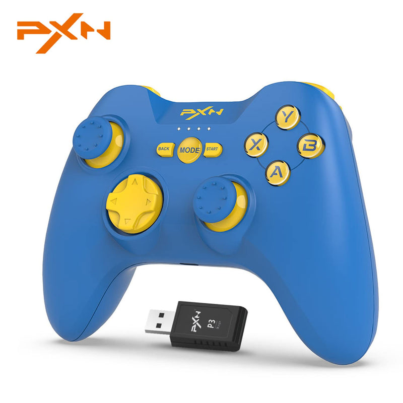  [AUSTRALIA] - 2.4G Wireless Game Controller, PXN P3 PC Wireless Controller, Plug and Play Game Controller Dual Vibrators for PC(Windows 7/ 8/ 10/ 11), PS3, iOS 14.2+, Android 4.0+ (Blue) Blue