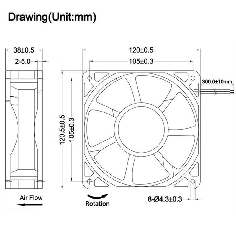  [AUSTRALIA] - GDSTIME 12v 120mm x 38mm High Speed Dc Brushless Cooling Fan