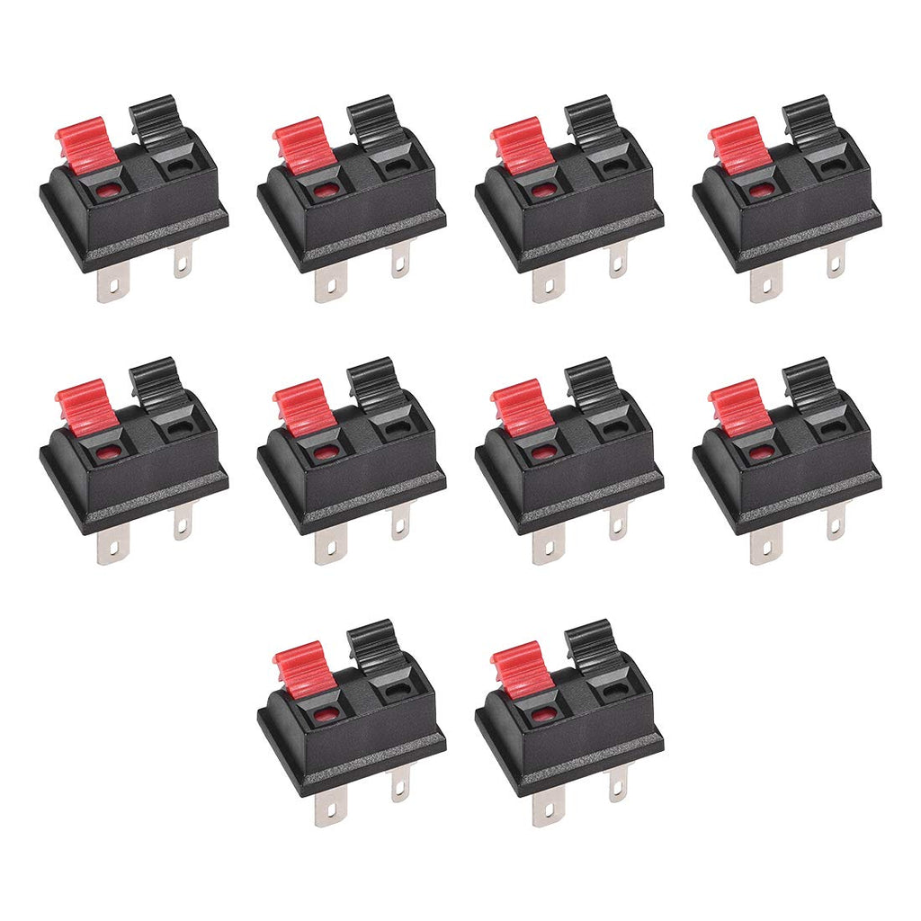  [AUSTRALIA] - uxcell 2 Way Spring Speaker Terminal Clip Push Release Connector Cable Terminals Strip Block WP2-203 10Pcs