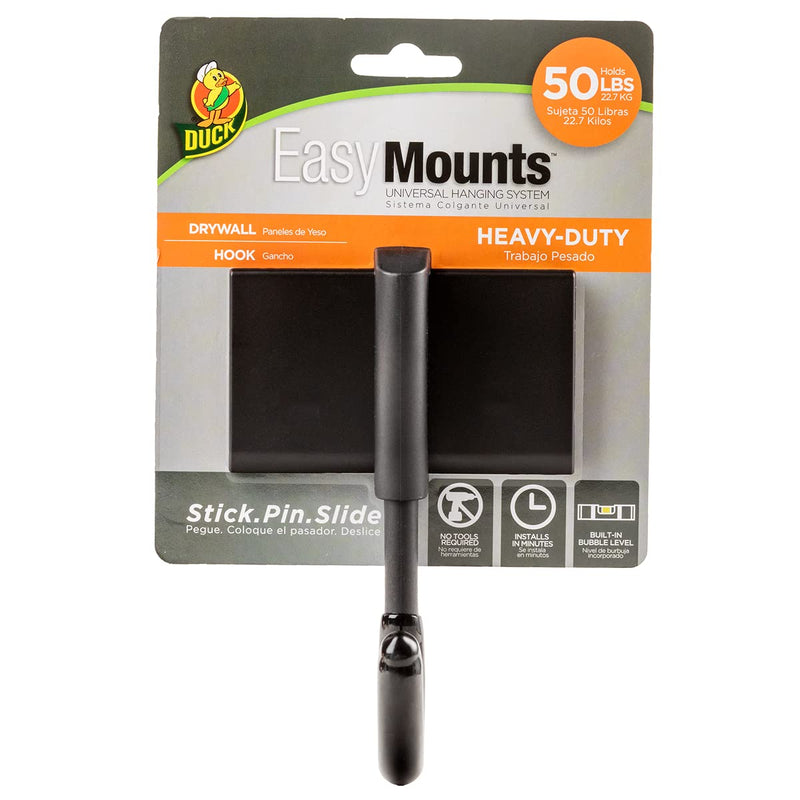  [AUSTRALIA] - Duck Brand EasyMounts Heavy-Duty Drywall Hook, Holds up to 50 lbs, Black, 3-Pack of Hooks Exterior Hook