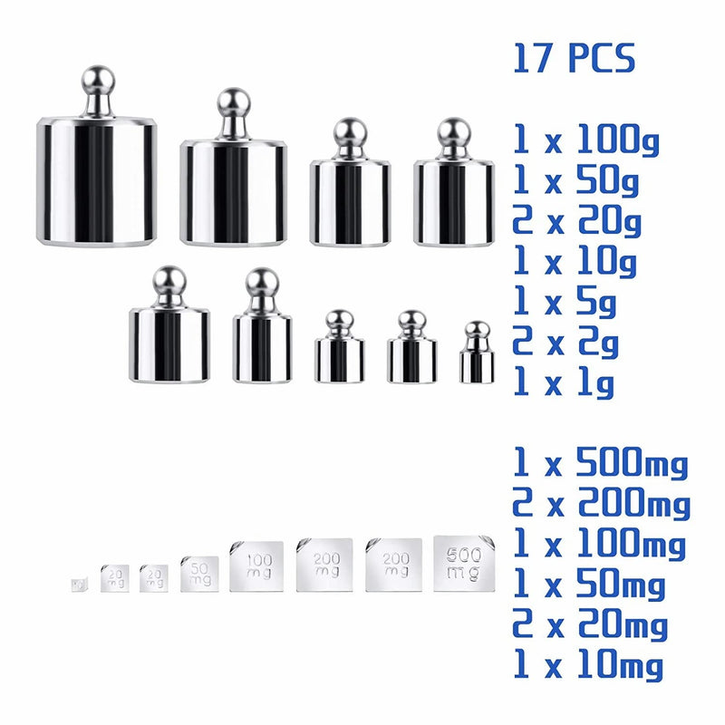  [AUSTRALIA] - Precision Calibration Weight 1g 2g 5g 10g 20g 50g 100g Scale Scale Scale Scale Weight Set Jewelry Scale Weight Set Tweezers 0.1g 0.2g 0.5g 0.1g 0.2g Steel Calibration Weight Kit