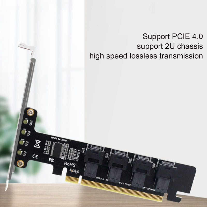  [AUSTRALIA] - PUSOKEI PCIE to U.2 Adapter Card, PCIE X16 to 4 Port U.2 NVME SFF-8643/8639 Expansion Card, PCIE 4.0 U.2 Split Card with LED Indicator for Windows