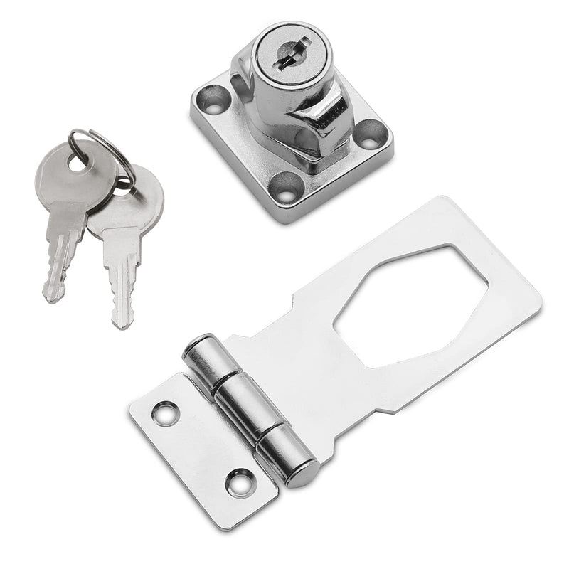  [AUSTRALIA] - Augiimor 2PCS 2.5" Keyed Hasp Locks, Keyed Alike Twist Knob Keyed Locking Hasp, Stainless Steel Catch Latch Safety Lock for Cabinets, Door