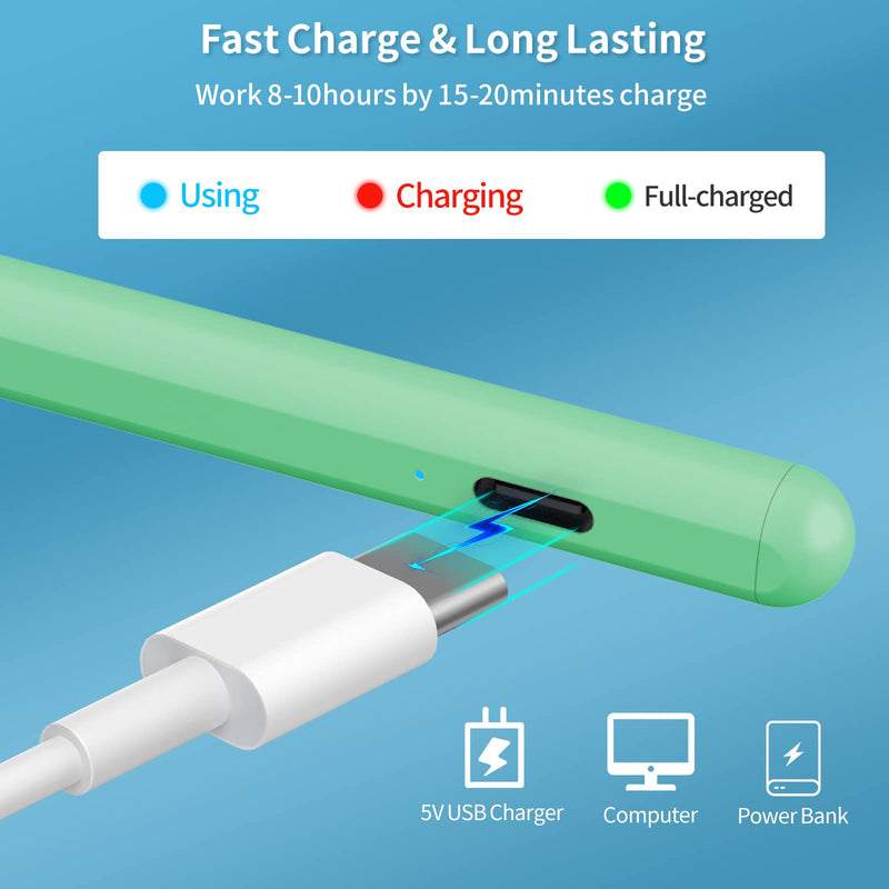  [AUSTRALIA] - Stylus Pen for iPad 9th&10th Generation - 5 Minutes Fast Charge Digital Pen - Compatible with 2018-2023, Apple iPad Pro 11/12.9 Inch,iPad 6-10 Gen,iPad Mini 5-6 Gen,iPad Air 3-5 Gen-Green Green