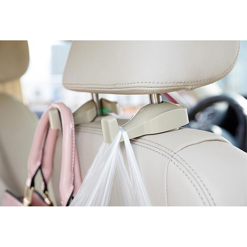  [AUSTRALIA] - Spotest Car Hooks headrest Hangers, Unique Bargains Pair Gray Plastic Car Seat Headest Hanger Bags Oranizer Hook Holder Hang Purse or Grocery Bags (Beige) Beige