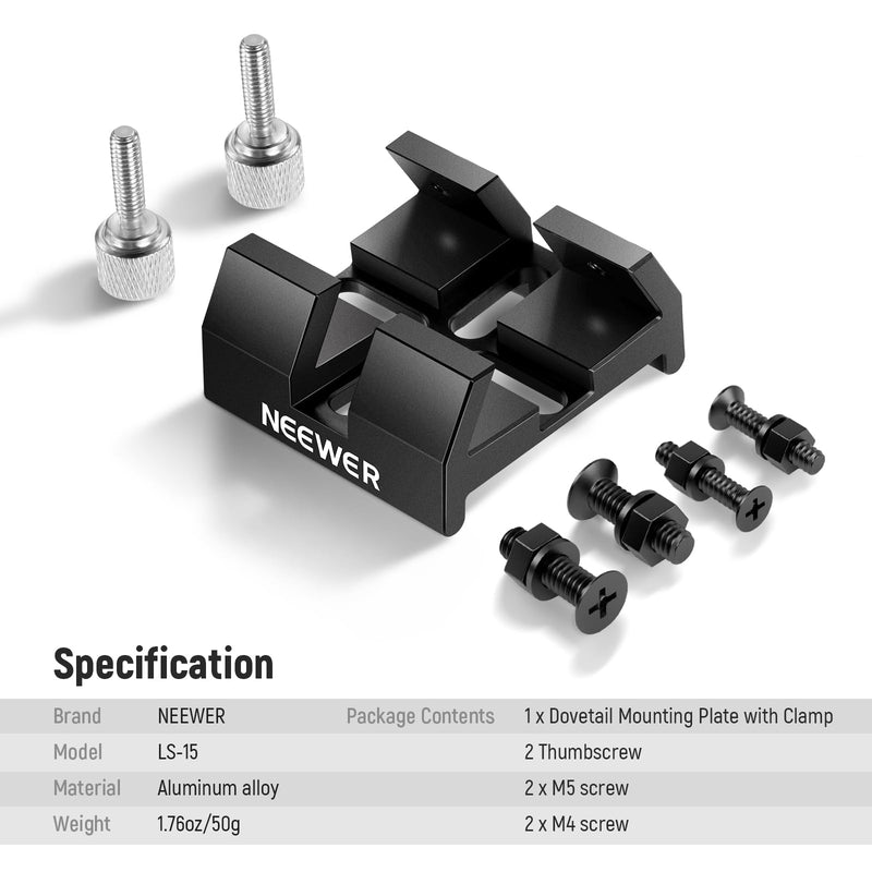  [AUSTRALIA] - NEEWER Universal Dovetail Base Telescope Mount for Finder Scope Laser Pointer, Dovetail Clamp with Two Thumbscrews, M5/M4 Screws, LS-15