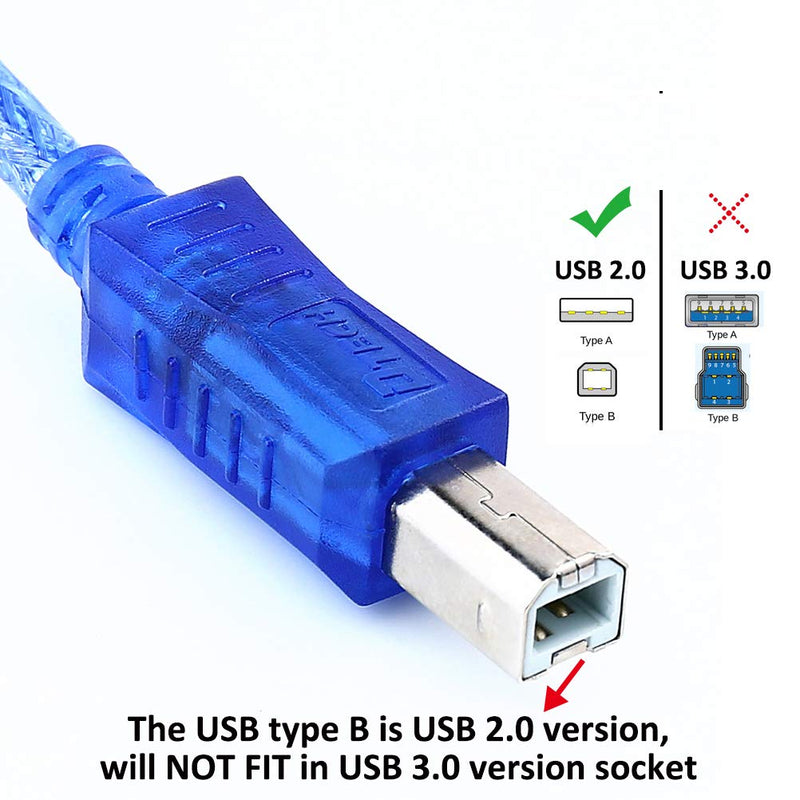 [AUSTRALIA] - DTECH 10ft USB 2.0 Cable A Male to B Male High Speed USB Printer KVM Data Wire in Blue 10 Feet 10t