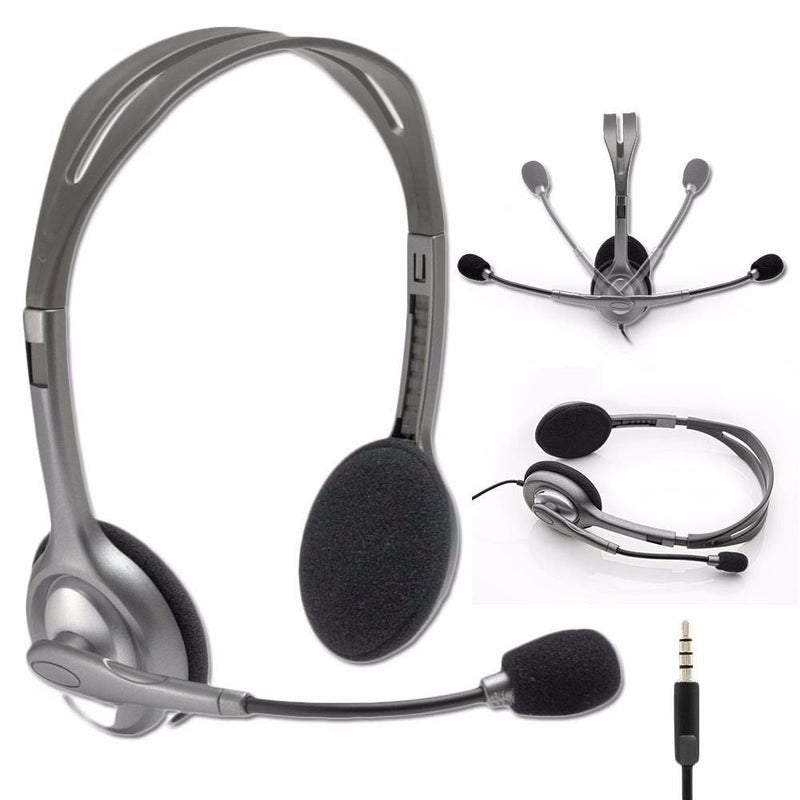  [AUSTRALIA] - Logitech Stereo Headset H111/H110 with Noise Cancelling Microphone 3.5mm Single Plug