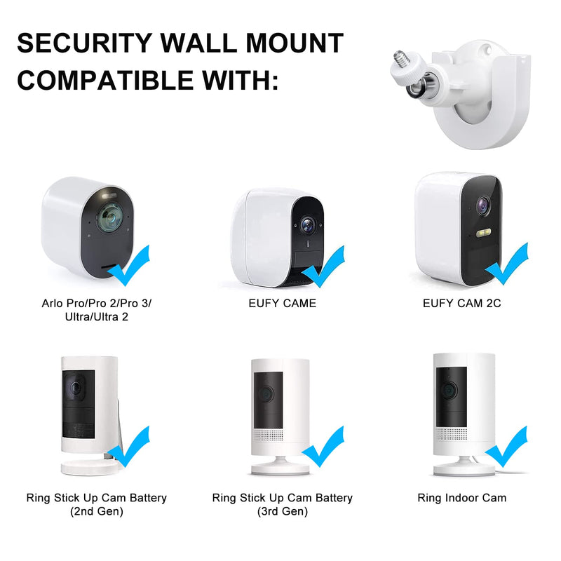  [AUSTRALIA] - 2pack Strong Adhesive Wall Mount +Adjustable Indoor/Outdoor Security Wall Mount Compatible with Arlo Pro/Pro 2/Pro 3/Ultra/Ultra 2,Ring Indoor Cam, eufyCam E/2C