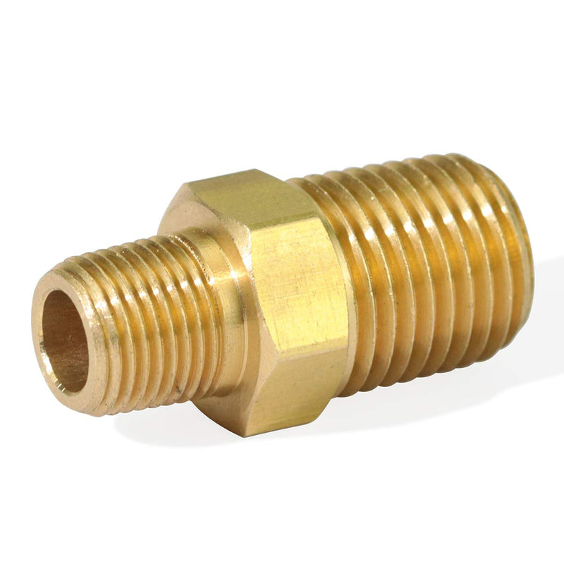  [AUSTRALIA] - KOOTANS 1/4 NPT x 1/8 NPT Male Solid Brass Nipples, Heavy Brass Pipe Adapter Fittings Hex Reducing Nipples Connectors 4Pieces 1/4 NPT x 1/8 NPT (O.D x O.D: 1/2'' x 3/8'')