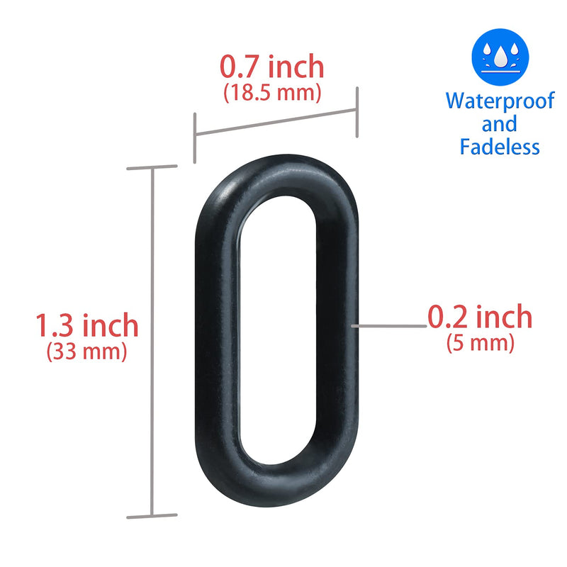  [AUSTRALIA] - 32 Feet Black Plastic Chain - Plastic Safety Barrier Chain for Crowd Control, Parking Barrier and Delineator Post with Base - Safety Security Chain with 6 Carabiner D Rings, 8 S-Hooks, and Zip Ties