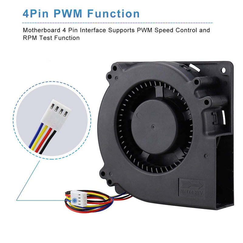  [AUSTRALIA] - GDSTIME 120mm PWM 4 Pin 12V Dual Ball Bearing DC Brushless Blower Cooling Fan (4.72x4.72x1.26 inch), for Car Seat Amplifier Inflatables Inverter Ventilation