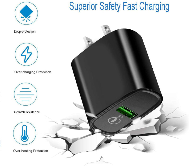  [AUSTRALIA] - 18W Quick Charge 3.0 Phone Charger for Moto G Power/G Stylus 2021,G Fast,G Play,G7 Play,Motorola One 5G Ace/Fusion+/Edge Plus,Z4,G9 G10 G30 G50 G100,Wall Charging Adapter/Block/Plug+5.5 FT Usb C Cable