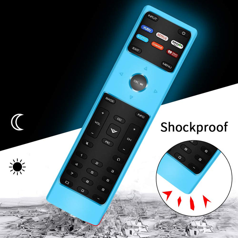  [AUSTRALIA] - 2 Pack Silicone Protective Case Cover for New XRT136 Vizio Smart LCD LED TV Remote Control,Shockproof XRT136 Vizio Remote Replacement Case,Soft Durable Remote Bumper Back Covers-Glowblue+Glowgreen