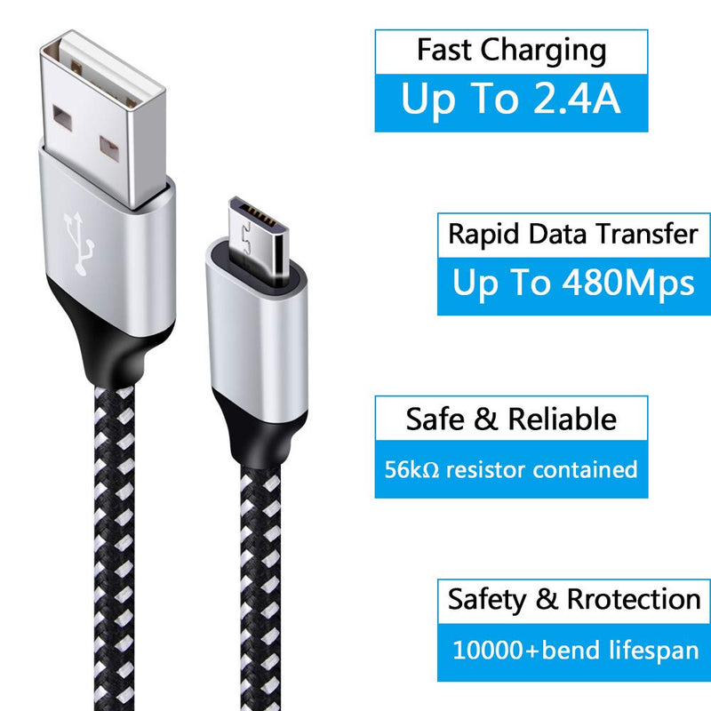  [AUSTRALIA] - Dual USB Car Phone Charger Adapter Plug Android Wall Charger Port 6FT Micro USB Cord Cable for Samsung Galaxy S7 S6 Edge A10s A10 J3 J7 Crown J7 Sky J7 Star Prime LG K50 K40 V10 K10