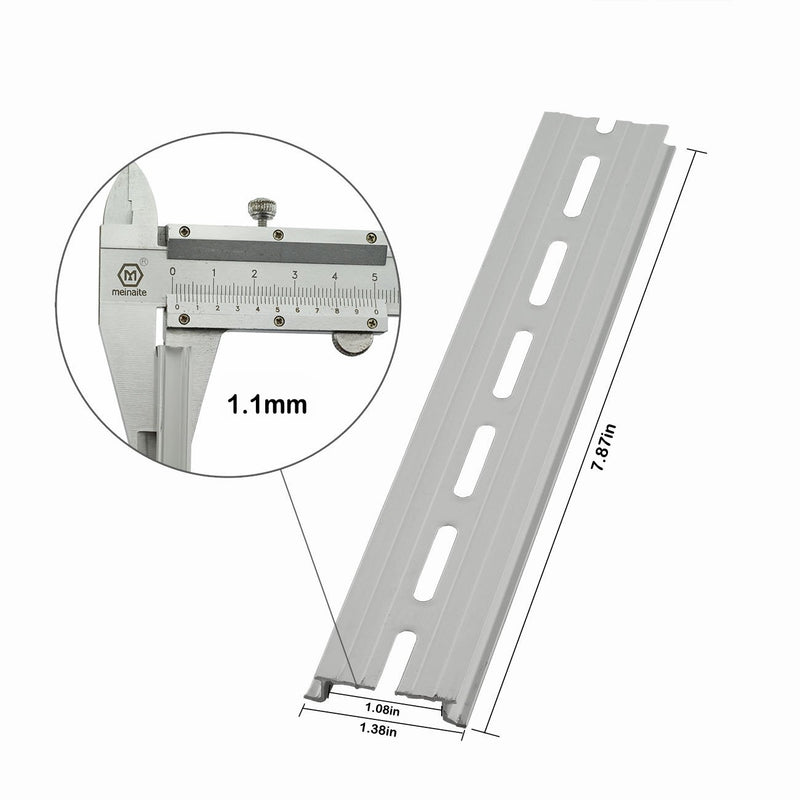 PZRT 2-Pack Aluminum 1.1mm Thickness Slotted DIN Rail,200mm 7.8" Length 35mm Standard Width, for Single Phase Switch Installing Fixed Solid State Relay 200mm - LeoForward Australia