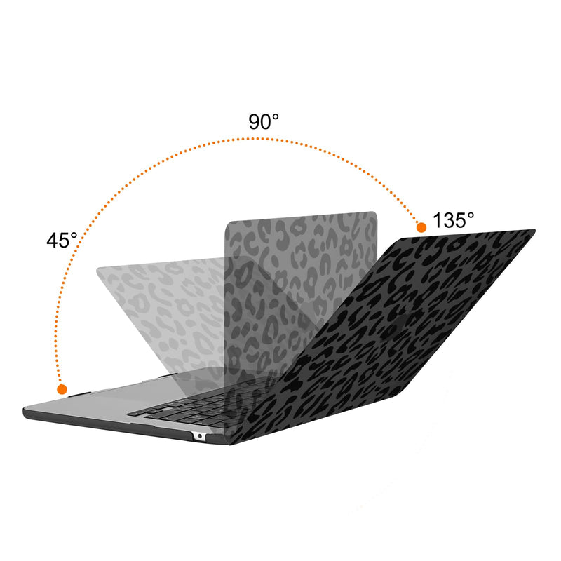  [AUSTRALIA] - MOSISO Compatible with MacBook Air 15 inch Case 2023 Release A2941 M2 Chip with Touch ID, Plastic Leopard Grain Hard Shell Case & Keyboard Cover & Screen Protector, Black