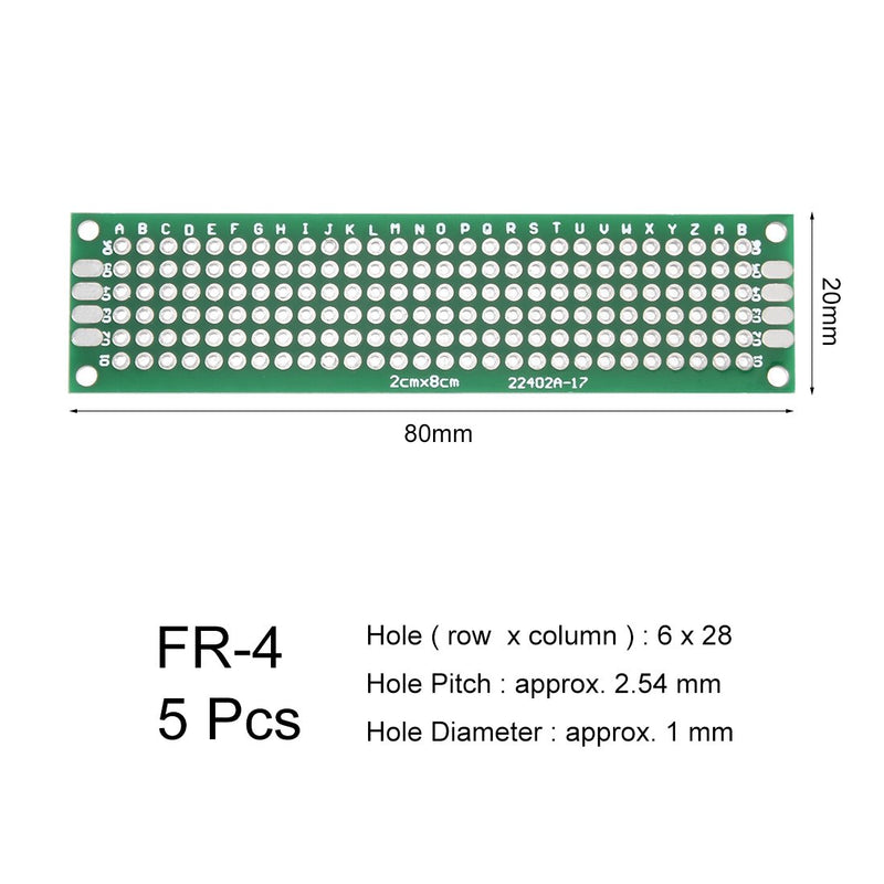  [AUSTRALIA] - uxcell 2x8cm Double Sided Universal Printed Circuit Board for DIY Soldering 5pcs