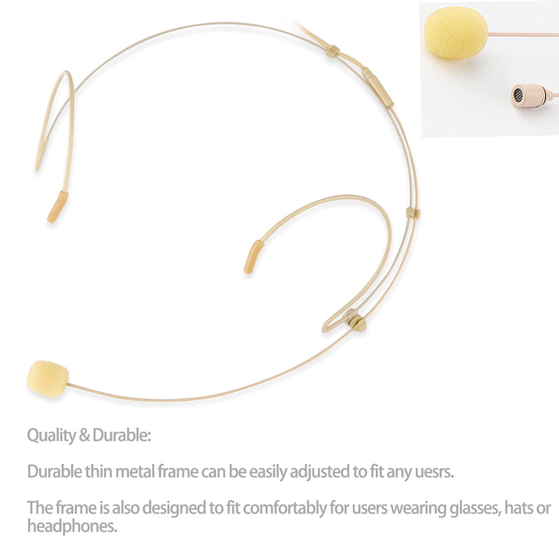  [AUSTRALIA] - Sujeetec Microphone Headset Discreet Headworn Earset Over Ear Mic for AKG Wireless System Bodypack Transmitter, Ideal for Lectures, Live Performance, Theater, Podcasts – Beige Mini XLR TA3F Plug(for AKG Only)