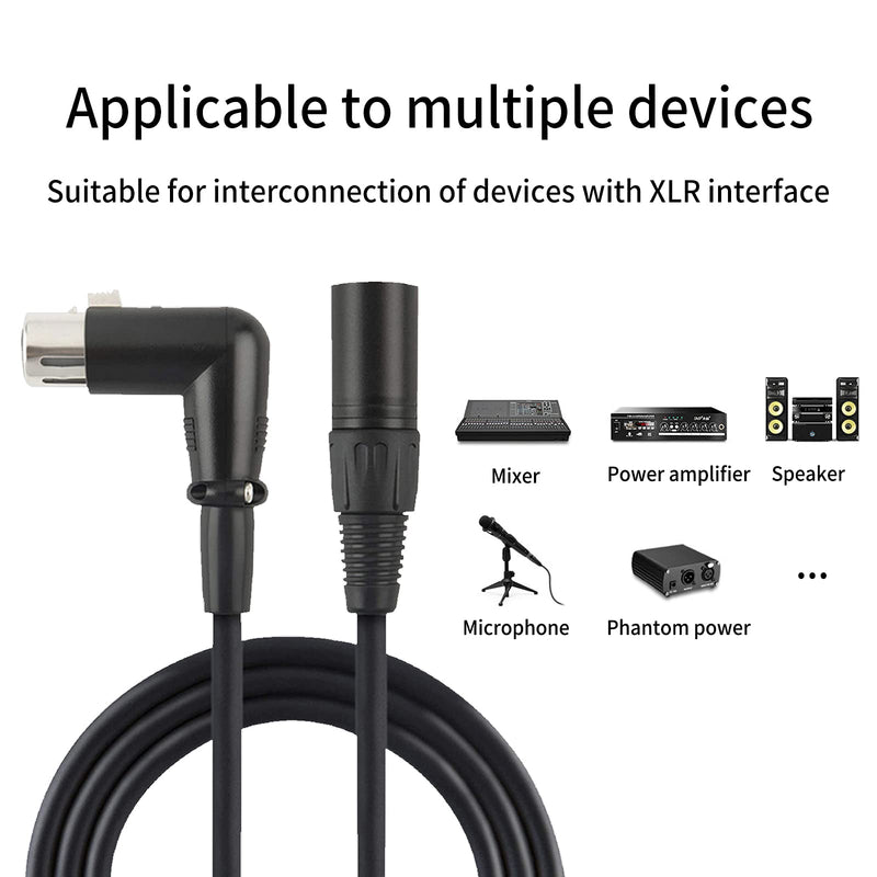  [AUSTRALIA] - Oluote XLR Microphone Cable, XLR Male to Right Angle Female Cable 3 PIN XLR to XLR Cable XLR Mic Patch Audio Cable Cord (0.65FT) 0.65 Feet