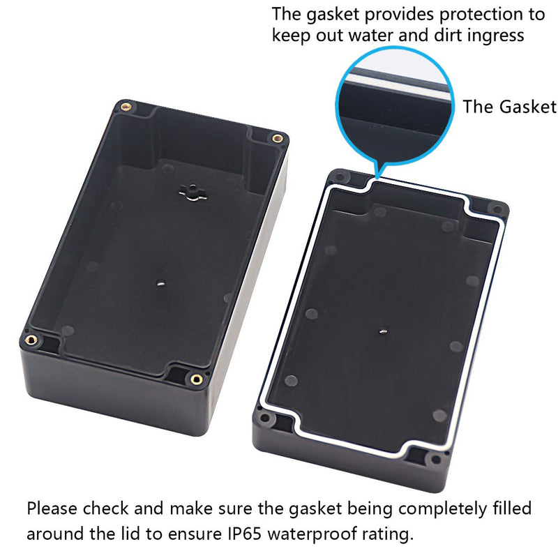  [AUSTRALIA] - Zulkit Junction Box Waterproof Dustproof IP65 ABS Plastic Project Box Universal Electrical Boxes Enclosure Black 6.22 x 3.54 x 2.36 inch (158 x 90 x 60 mm)(Pack of 2) 6.22'' x 3.54'' x 2.36''(Pack of 2)