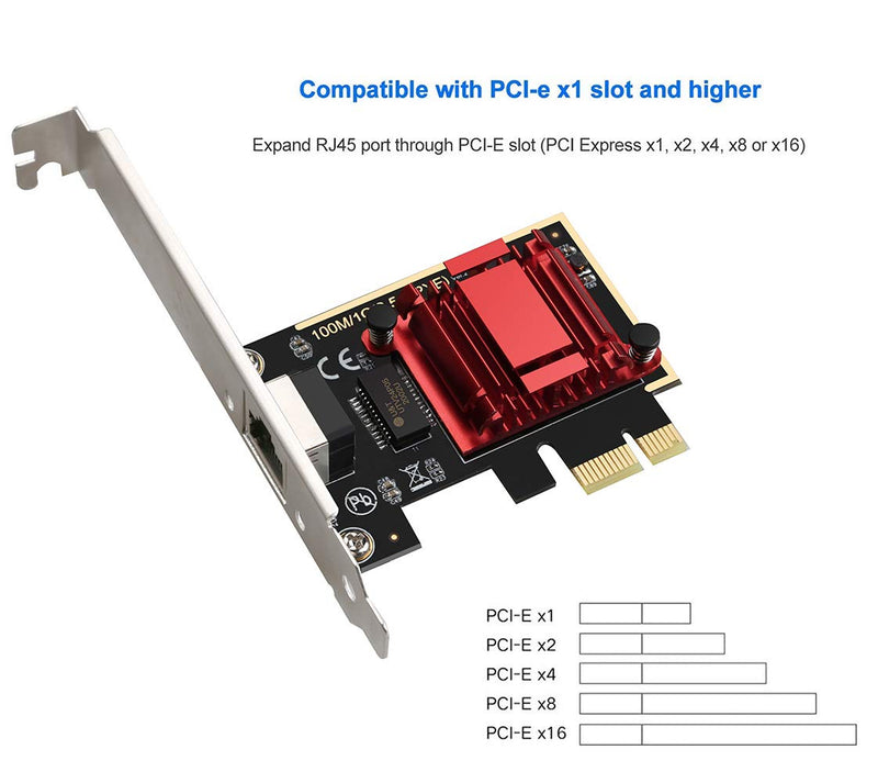  [AUSTRALIA] - 2.5G PCIe Network Card Adapter Gigabit LAN Controller RTL8125B with 6FT CAT8 Ethernet Cable