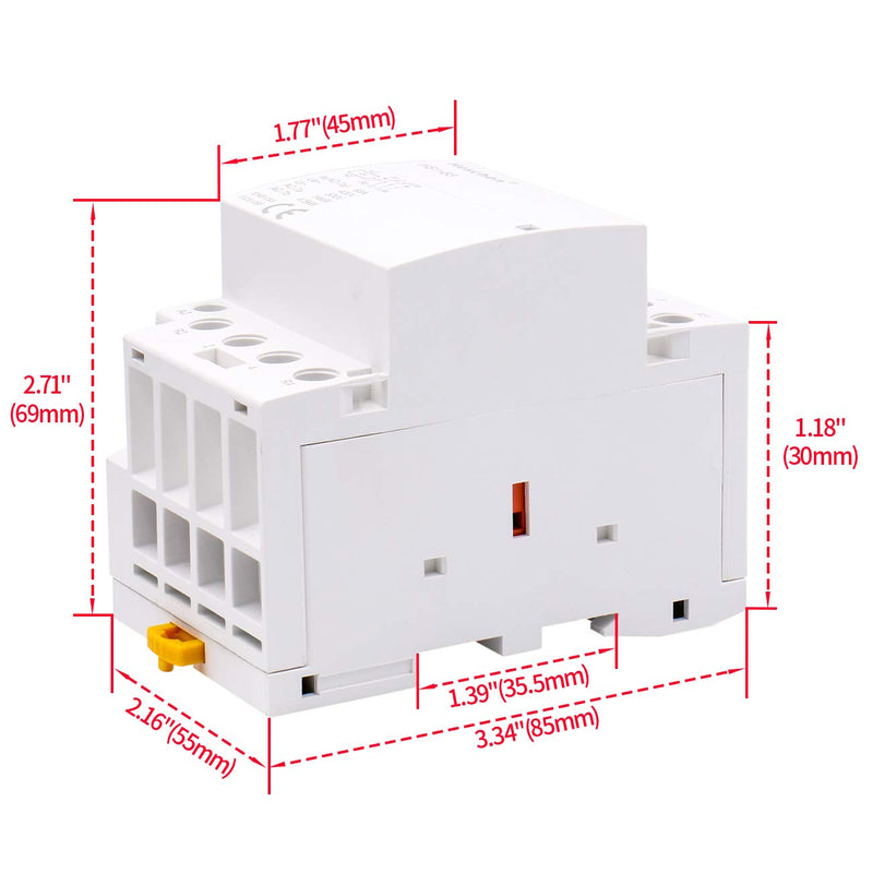  [AUSTRALIA] - Heschen Household AC Contactor, HS1-63, Ie 63A, 4 Pin 2NO 2NC, AC 12V Coil Voltage, 35mm DIN Rail Mounting