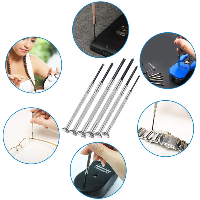  [AUSTRALIA] - 6PCS Mini Screwdriver Set with Case, Precision Screwdriver Kit with 6 Different Size Flathead and Phillips Screwdrivers, Perfect mini Screwdriver Bits for Jewelry, Watch, Eyeglass Repair.