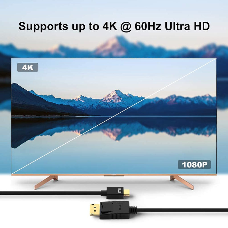  [AUSTRALIA] - Mini DisplayPort to DisplayPort Cable 6 Feet - 4K@60Hz, ICZI Gold-Plated Mini DP to DP Thunderbolt Compatible Video Cable for Monitor, PC, Laptop, Projector and More 6Feet