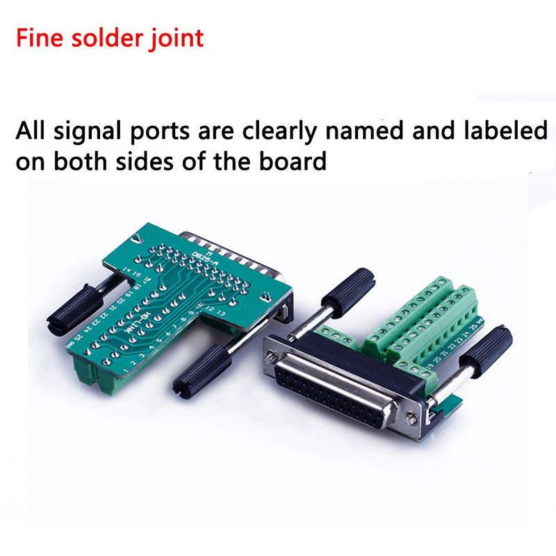 Anmbest 1PCS DB25 Solderless RS232 D-SUB Serial to 25-pin Port Terminal Female Adapter Connector Breakout Board with Case Long Bolts Nuts (Female) - LeoForward Australia
