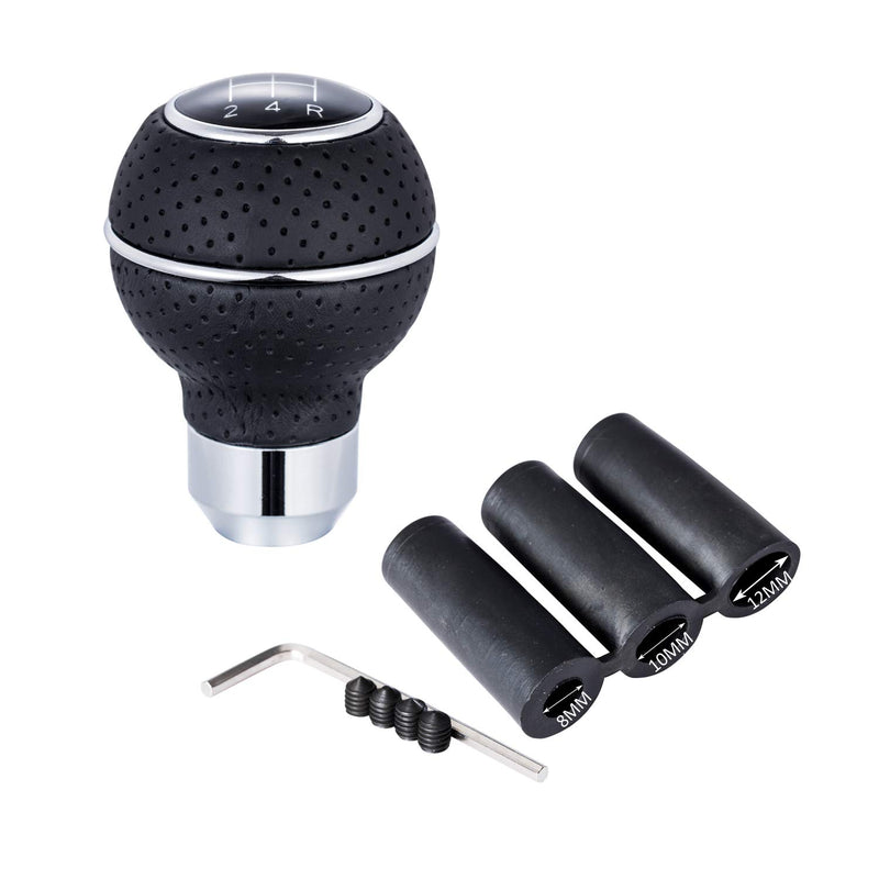  [AUSTRALIA] - Bashineng 5 Speed Gear Shifter Knob,Universal Leather Stick Shift Nob Fit Most Manual Truck SUV Cars (Black+Silver) black+silver