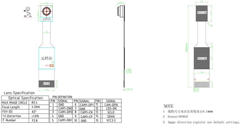  [AUSTRALIA] - Taidacent Raspberry PI Zero W Camera Module OV5647 5MP 72 Degree 30cm FPC Ribbon Soft Cable Webcam for Raspberry Pi Zero V1.3 Support 1080p 30fps 720p 60fps 2592*1944 Video Record