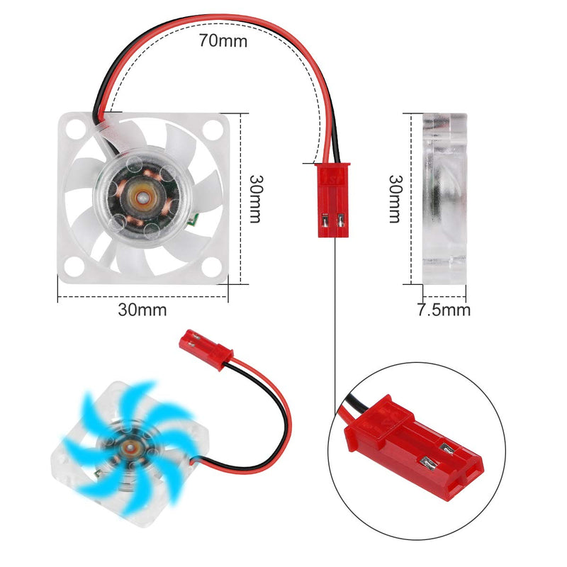  [AUSTRALIA] - MakerFocus 4pcs Raspberry Pi 4 Fan Raspberry Pi Cooling Fan Brushless CPU Quiet LED Cooling Fan DC5V 30mm 30mm Fan Silent Cooler Radiator for Raspberry Pi 4 Model B, Raspberry Pi 3B+ 3B 2B+ Transparent